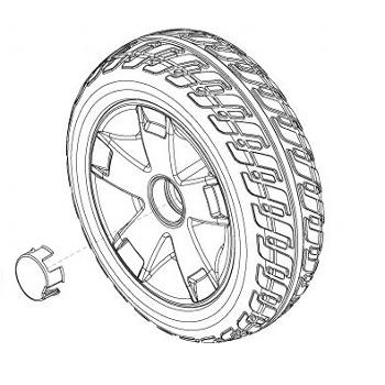 9.5 Black Foam-Filled Rear Wheel Assembly for Victory 9 Scooters