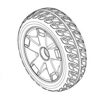 9 Black Foam-Filled Front Wheel Assembly for Victory 9-10 Scooters