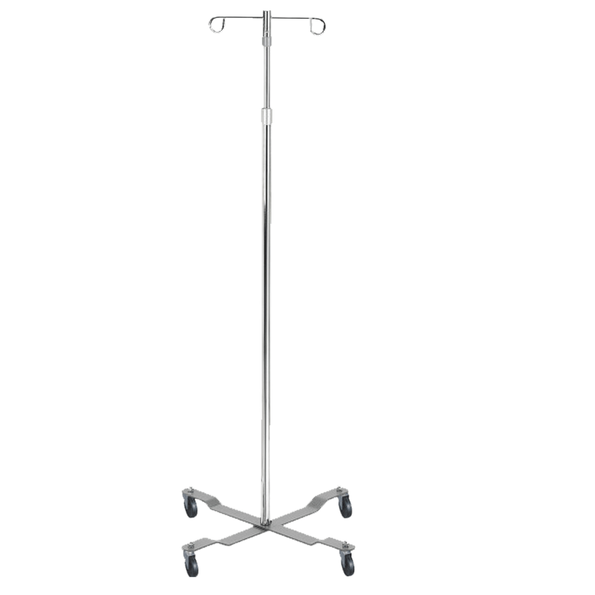 Economy I.V. Pole, 4 Leg with Removable Top, 2 Hooks