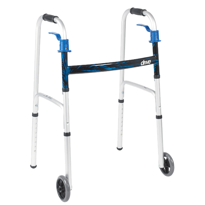 Deluxe Trigger Release Folding Walker with 5 Wheels